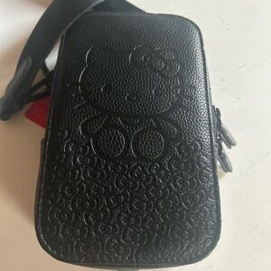 Sonix black leather universal phone pouch HELLO KITTY, NWT.